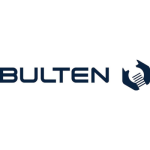 Text "BULTEN" in blauer Schrift, daneben stilisierte Hand hält Schraube.