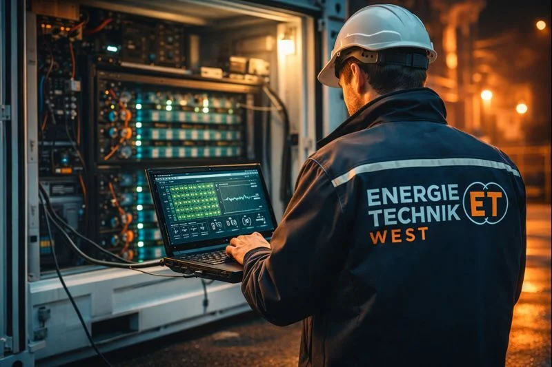 Gewerbespeicher Energietechnik West Ein Mann bei der Arbeit