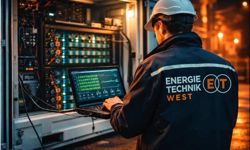 Energietechniker am beleuchteten Schaltschrank
